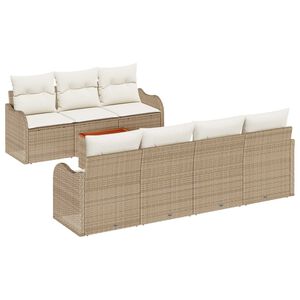 vidaXL Havesofa S&aelig;t med opbevaring 8 pcs Beige og creme polyrattan