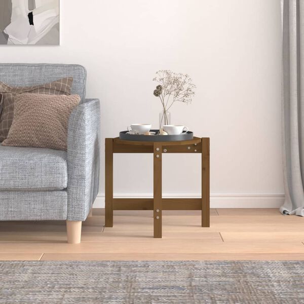 vidaXL sofabord &Oslash; 52,5x45 cm massivt fyrretr&aelig; gyldenbrun