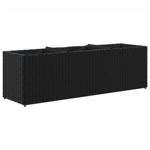 vidaXL plantekasse med 3 krukker 105x30x32 cm polyrattan sort