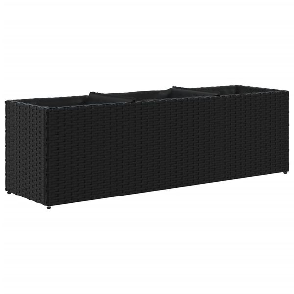 vidaXL plantekasse med 3 krukker 105x30x32 cm polyrattan sort