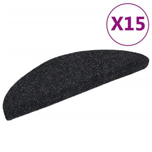 vidaXL trappem&aring;tter selvkl&aelig;bende 15 stk. 56x17x3 cm sorte halvrunde
