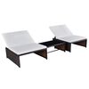 vidaXL havestole 2 stk. med l&aelig;nefunktion og bord polyrattan brun