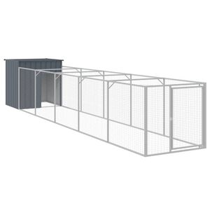 vidaXL hundehus med l&oslash;beg&aring;rd 110x609x110 cm galvaniseret st&aring;l antracit