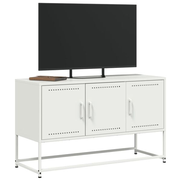 vidaXL tv-bord 100,5x39x60,5 cm stål hvid