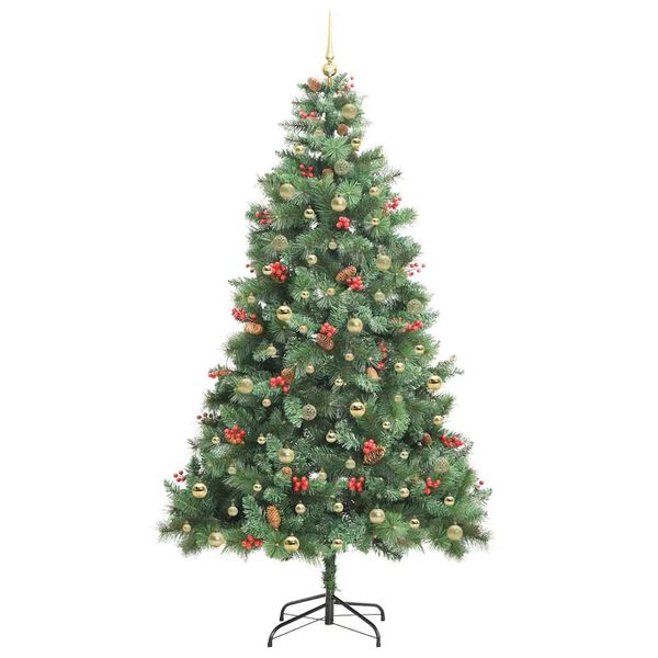 vidaXL Kunstigt juletr&aelig; med LED -strimmellys Gr&oslash;n 240 cm PVC og metal