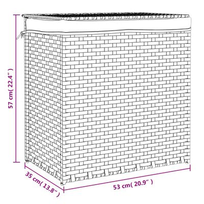 vidaXL vasketøjskurv med 2 sektioner 53x35x57 cm polyrattan hvid