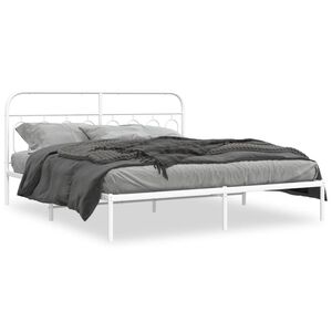 vidaXL sengeramme med sengegavl 183x213 cm metal hvid