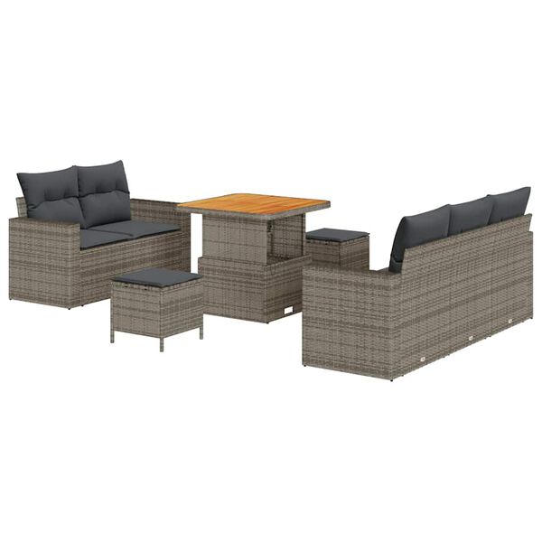 vidaXL Havesofa S&aelig;t 8 pcs Gr&aring; Polyrattan og pulverlakeret st&aring;l