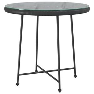vidaXL spisebord &Oslash;80 cm h&aelig;rdet glas og st&aring;l sort