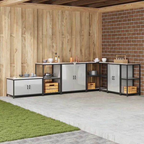 vidaXL Køkkenopbevaring med hylde Sølv 60 x 50 x 92 cm Stål