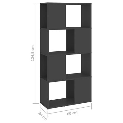 vidaXL bogskab/rumdeler 60x24x124,5 cm spånplade grå