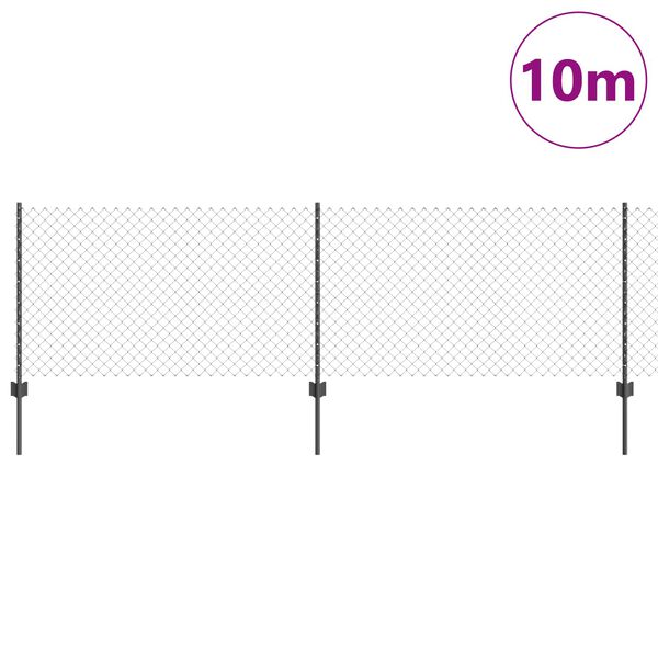 vidaXL Hegn med post Gr&aring; 0,8 x 10 m St&aring;l og PVC