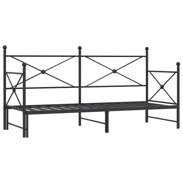 vidaXL daybed med udtr&aelig;k uden madras 90x200 cm st&aring;l sort