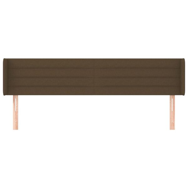 vidaXL sengegavl med kanter 183x16x78/88 cm stof m&oslash;rkebrun