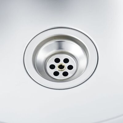 vidaXL køkkenvask med afløbssæt 500x600x155 mm rustfrit stål sølv