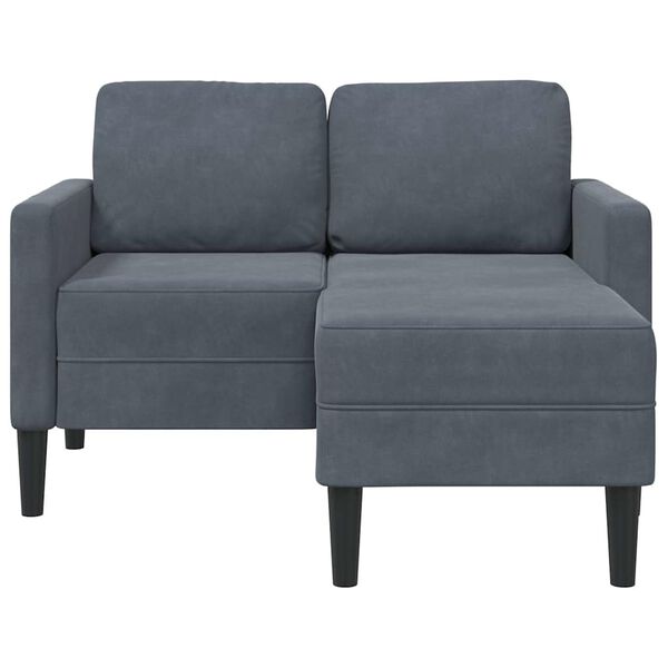 vidaXL 2-personers sofa med chaiselong L-formet 125 cm fl&oslash;jl m&oslash;rkegr&aring;