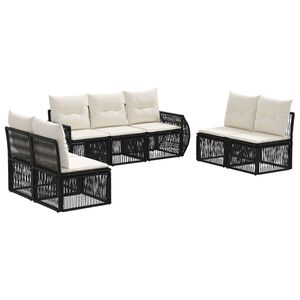 vidaXL Havesofa S&aelig;t 7 stk. Sort og Cremehvid polyrattan