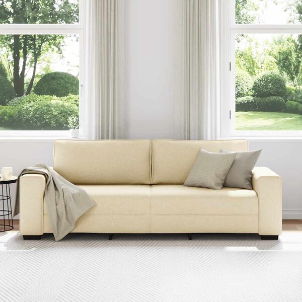 vidaXL 3-personers sofa 220x77x82 cm stof cremefarvet