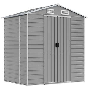 vidaXL haveskur 191x130x198 cm galvaniseret st&aring;l lysegr&aring;
