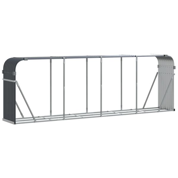 vidaXL brændestativ 300x45x100 cm galvaniseret stål antracitgrå