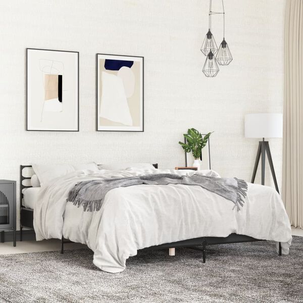 vidaXL sengestel 160x200 cm konstrueret tr&aelig; og metal sort