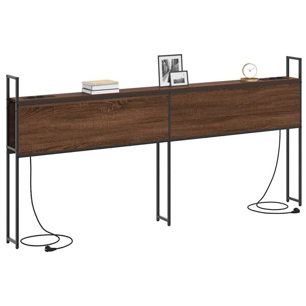 vidaXL Opbevaringshovedgavl med Opladningsstation Brun eg 180 cm