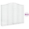 vidaXL buede gabionkurve 13 stk. 200x30x160/180 cm galvaniseret jern