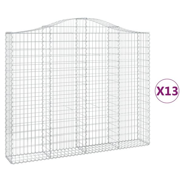 vidaXL buede gabionkurve 13 stk. 200x30x160/180 cm galvaniseret jern