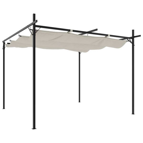 vidaXL pergola med sammenrulleligt tag 295x292x230 cm cremefarvet