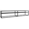 vidaXL tv-bord 220x40x40,5 cm h&aelig;rdet glas marmoreffekt sort
