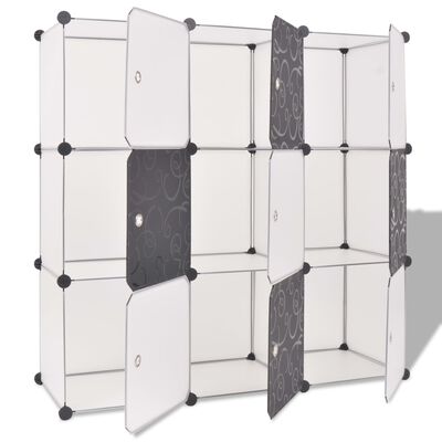 vidaXL opbevaringsskab kubeformet 9 rum sort og hvid
