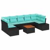 vidaXL Havesofa S&aelig;t 8 stk. Sort og turkis polyrattan