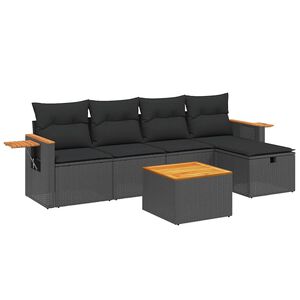 vidaXL sofas&aelig;t til haven 6 dele med hynder polyrattan sort