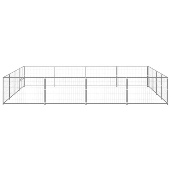 vidaXL hundel&oslash;beg&aring;rd 16 m&sup2; st&aring;l s&oslash;lvfarvet