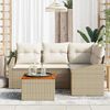 vidaXL Havesofa Sæt med pude 5 pcs Beige polyrattan