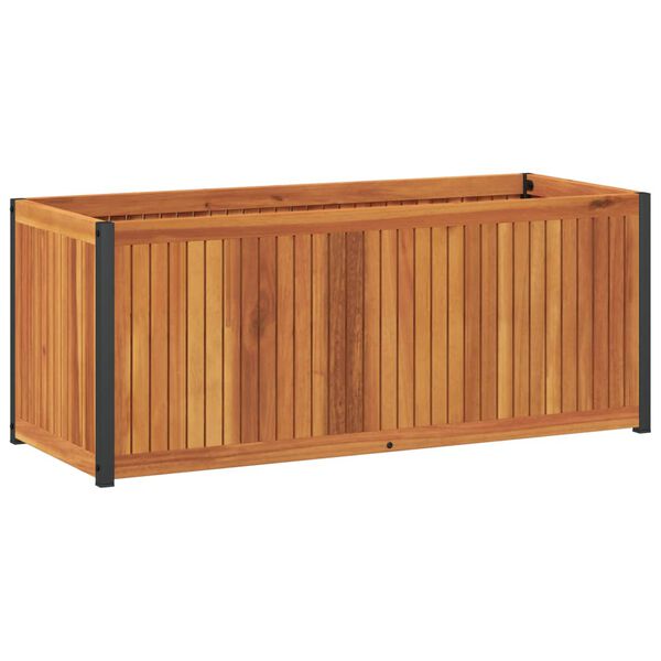 vidaXL plantekasse 110x45x44 cm massivt akacietr&aelig; og st&aring;l