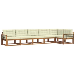 vidaXL Udend&oslash;rs sofagruppe med pude 6 pcs Naturlig og Fl&oslash;de