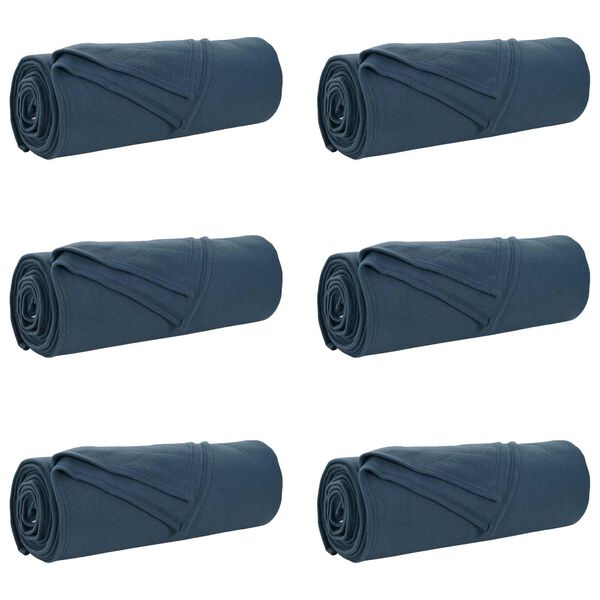 vidaXL Kastet&aelig;pper 6 pcs M&oslash;rkebl&aring; 280 x 210 cm Fleece
