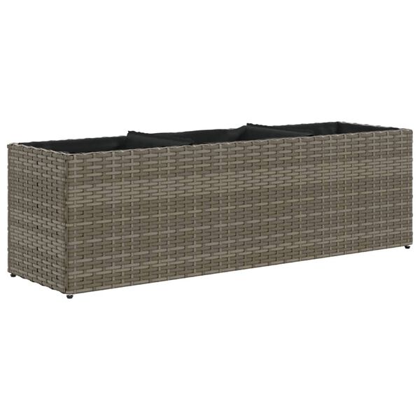 vidaXL plantekasse med 3 krukker 105x30x32 cm polyrattan gr&aring;