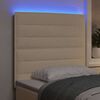 vidaXL LED sengegavl med LED -strimmellys Creme 100 cm Polyester