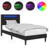 vidaXL Sengestel med LED-lysstrimler Sort 90 x 190 cm Kunstl&aelig;der
