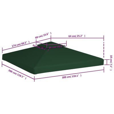 vidaXL baldakin til havepavillon 3x3 m 310 g/m² grøn