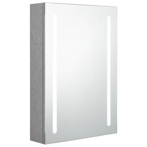 vidaXL badev&aelig;relsesskab med spejl + LED-lys 50x13x70 cm betongr&aring;