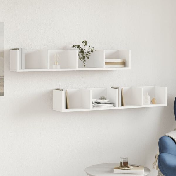 vidaXL v&aelig;gskabe 2 stk. 99x18x16,5 cm konstrueret tr&aelig; hvid