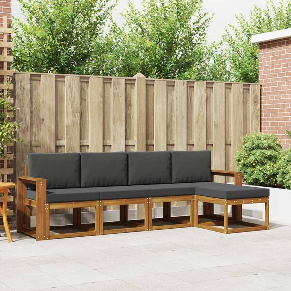 vidaXL Udend&oslash;rs sofagruppe med pude 5 pcs Naturlig og Antracit