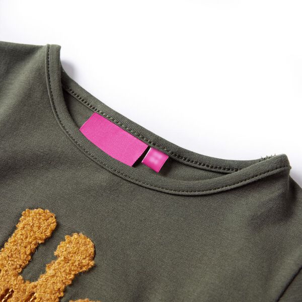 Lang&aelig;rmet T-shirt til b&oslash;rn str. 104 kakifarvet