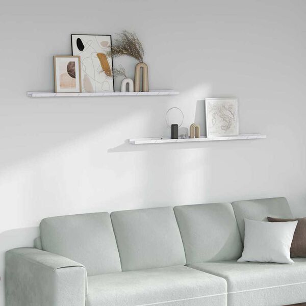 vidaXL V&aelig;ghylde 2 pcs Hvid marmor 115 x 9 x 3 cm Konstrueret tr&aelig;