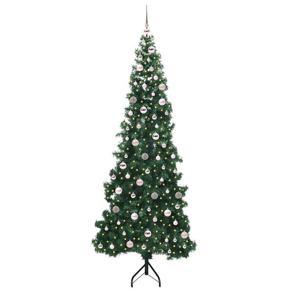 vidaXL Hj&oslash;rne Kunstigt Juletr&aelig; med 300 LED'er Gr&oslash;n 240 cm PVC og metal