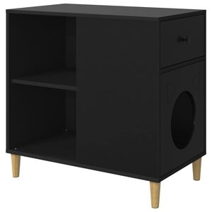 vidaXL Kat Hus Sort 72 x 42.5 x 70 cm Konstrueret tr&aelig;