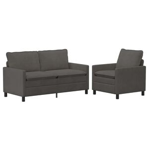 vidaXL Sofa S&aelig;t 2 stk. M&oslash;rkegr&aring; Stof